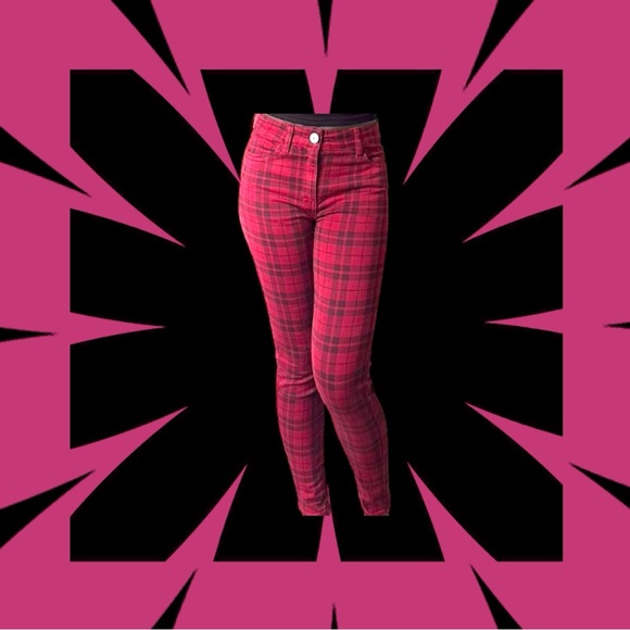 RARE Adorable American Eagle Ne(X)t Level Stretch Jegging Red plaid Sz 6 - Picture 5 of 5